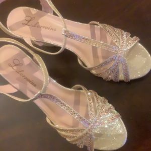 L Lorraine wedges glitter and rhinestones size 8M